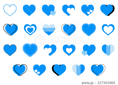 シンプルなハートマーク セット 青色 127381060