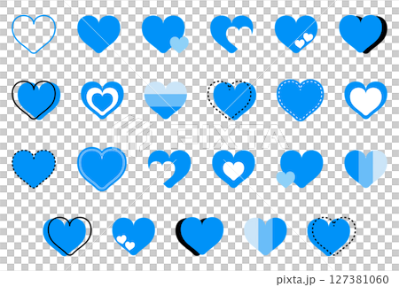 シンプルなハートマーク セット 青色 127381060