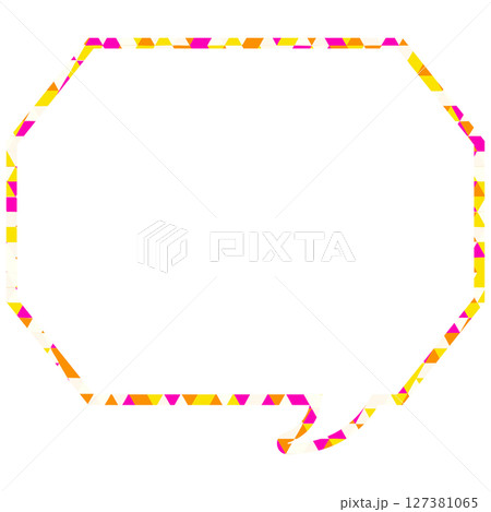 ステンドグラス風吹き出し　三角形模様　角のある八角形 127381065