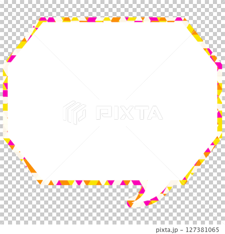 ステンドグラス風吹き出し　三角形模様　角のある八角形 127381065