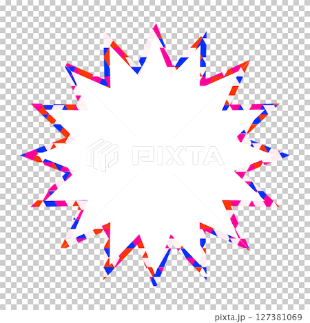 彩色玻璃風格的對話泡泡,三角形圖案,鋸齒狀 彩色玻璃風格的對話泡泡,三角形圖案,鋸齒狀 127381069