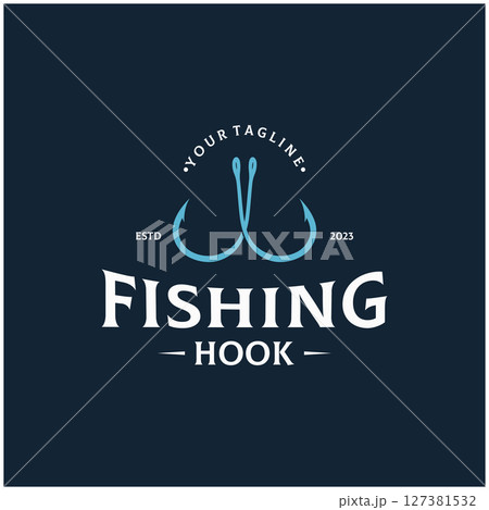 fishing hook logo design, fishing bait, fishing shop, tournament, angler, fishing community 127381532