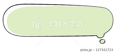 線画手書き風のシンプルなかなり横長吹き出し　思考　横長丸　しっぽ右　おしゃれカラー 127381723