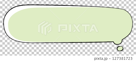 線画手書き風のシンプルなかなり横長吹き出し　思考　横長丸　しっぽ右　おしゃれカラー 127381723