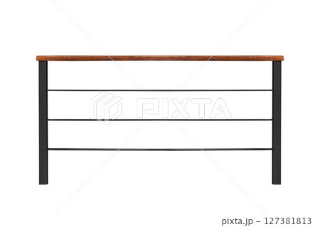 Steel railing with wood on top isolated on white background Steel railing with wood on top isolated on white background 127381813