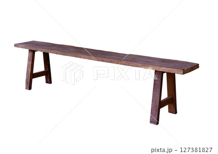 Wooden bench isolated on white background 127381827