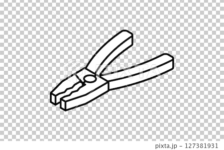 Pliers, simple and cute isometric black and white line icon 127381931