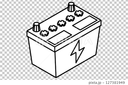 Battery, simple and cute isometric black and white line drawing icon 127381949