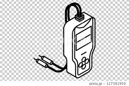 Battery tester, simple and cute isometric black and white line icon 127381950