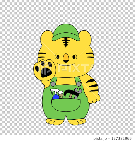 トラの作業員のイラスト② 127381969