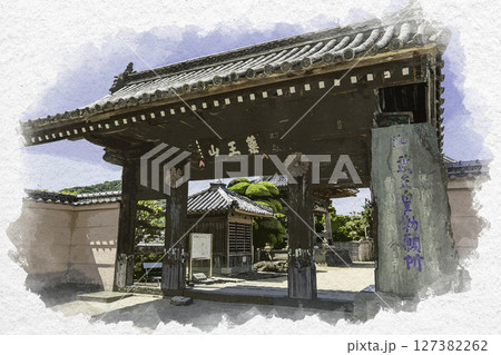 水彩画風 四国八十八箇所15番 国分寺 山門 徳島県徳島市 水彩画風 四国八十八箇所15番 国分寺 山門 徳島県徳島市 127382262