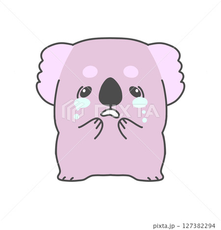 泣いている紫色のコアラのキャラクター 127382294
