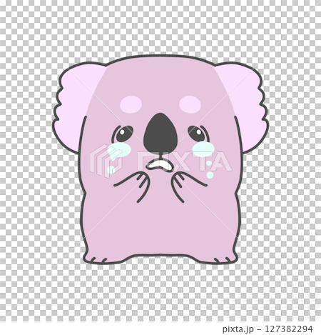 泣いている紫色のコアラのキャラクター 127382294