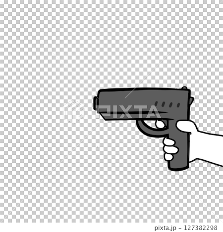 シンプル　拳銃　銃　ピストル　持つ　手　 127382298