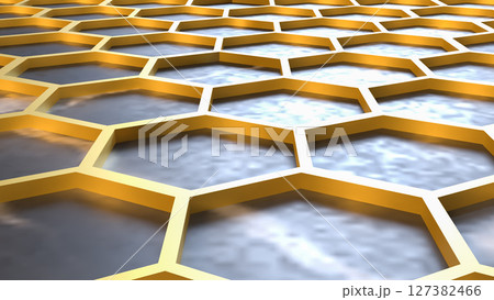 The Gold Beehive and black marble for Abstract Background concept 3d Rendering. 127382466