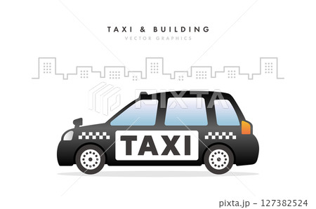 街中に映えるタクシーのイラスト素材 127382524