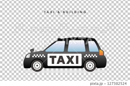 街中に映えるタクシーのイラスト素材 127382524