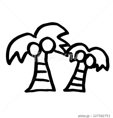 ヤシの木手書きイラスト 127382751