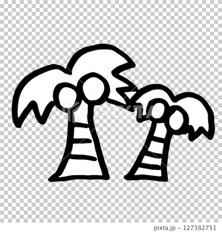 ヤシの木手書きイラスト 127382751