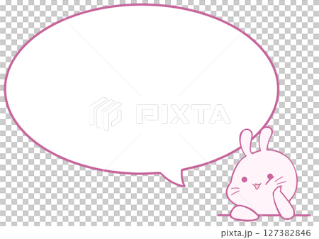 頬杖するうさぎのふきだし背景(もも色) 127382846