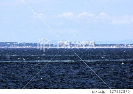 東京湾フェリーからの風景　東京湾（三浦半島　三浦海岸付近） 127382879