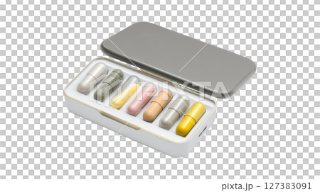 Portable pill organizer medication storage box for daily health management 127383091
