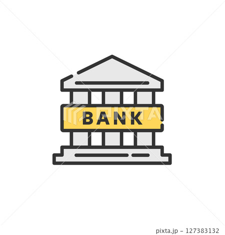 シンプルな銀行のベクター線画アイコン（金融・ビジネス） 127383132