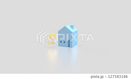 The Blue House and Gear for fix or repair concept 3d Rendering. The Blue House and Gear for fix or repair concept 3d Rendering. 127383186