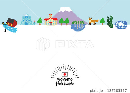 北海道の観光地の街並みフラットイラスト 127383557