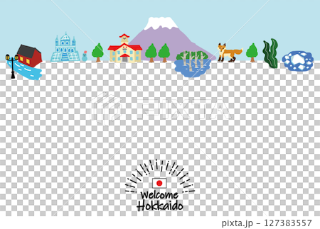 Flat illustration of Hokkaido tourist destinations 127383557