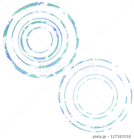 青色　円　水彩　波紋　イラスト 127383558