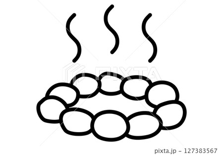 天然温泉・露天風呂のシンプルアイコンベクターイラスト 127383567