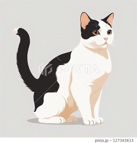 凛々しい表情の日本猫イラスト 凛々しい表情の日本猫イラスト 127383613