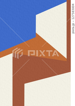 Abstract Modern Interior with Geometric Shapes and Hanging Spheres	 127383804
