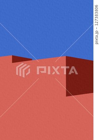 Abstract Modern Interior with Geometric Shapes and Hanging Spheres	 127383806