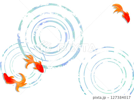 金魚　夏　水彩　和風　イラスト 127384017