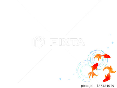 金魚　夏　水彩　和風　イラスト 127384019