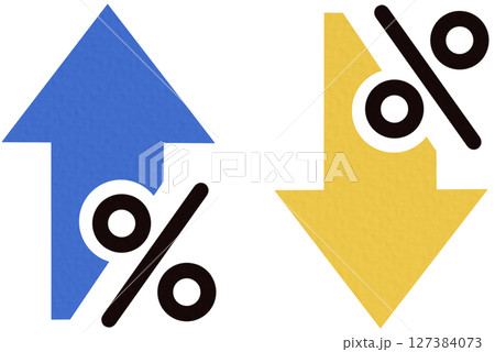 Percentage with arrow up and down, line icon. Percentage arrow with percent sign. Design concept for banking, credit, interest rate, finance and money sphere.	 127384073