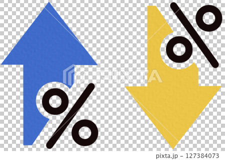 Percentage with arrow up and down, line icon. Percentage arrow with percent sign. Design concept for banking, credit, interest rate, finance and money sphere.	 127384073