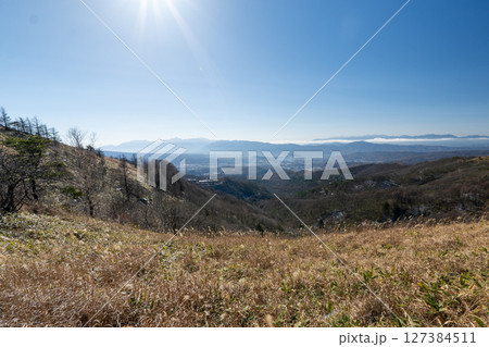 冬の蓼科山と登山道 127384511