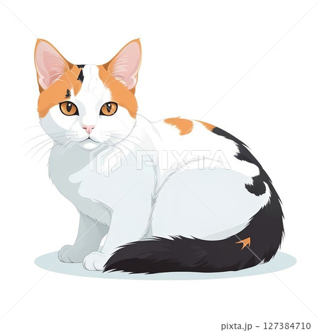 話しを聞く賢い日本猫の漫画イラスト 127384710