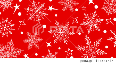 Christmas illustration with large snowflakes on red. Christmas illustration with large snowflakes on red. 127384717