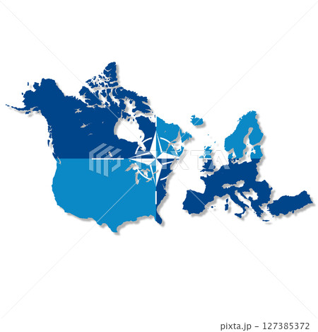NATO flag map with clipping path 127385372