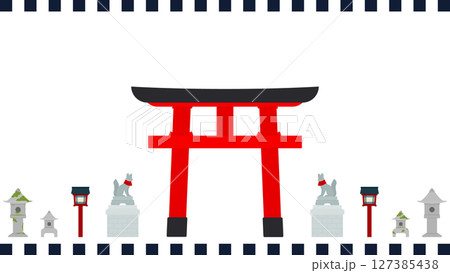 稲荷神社のイラスト素材セット 127385438