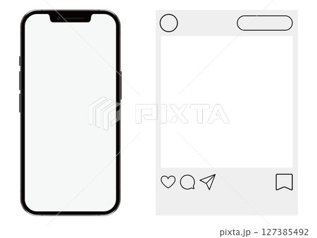 スマートフォンとSNS画面 スマートフォンとSNS画面 127385492