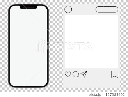 スマートフォンとSNS画面 スマートフォンとSNS画面 127385492