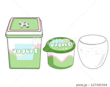 容器に入ったヨーグルトのイラスト（英字ver） 127385504