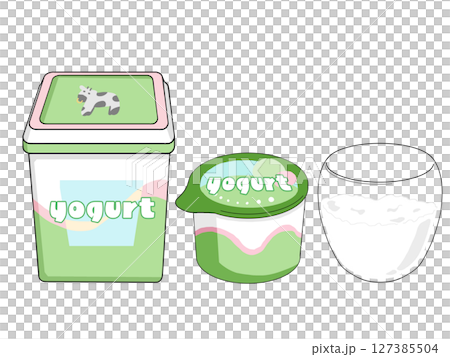 容器に入ったヨーグルトのイラスト（英字ver） 127385504