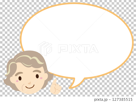 祖母指著講話泡泡插圖/無線條 祖母指著講話泡泡插圖/無線條 127385515