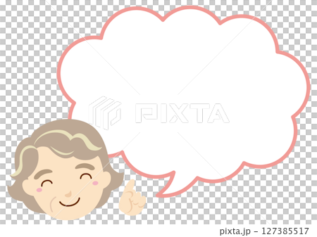 祖母指著雲語音氣泡圖/無線條 祖母指著雲語音氣泡圖/無線條 127385517